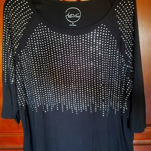 Black Bedazzled Top 2X